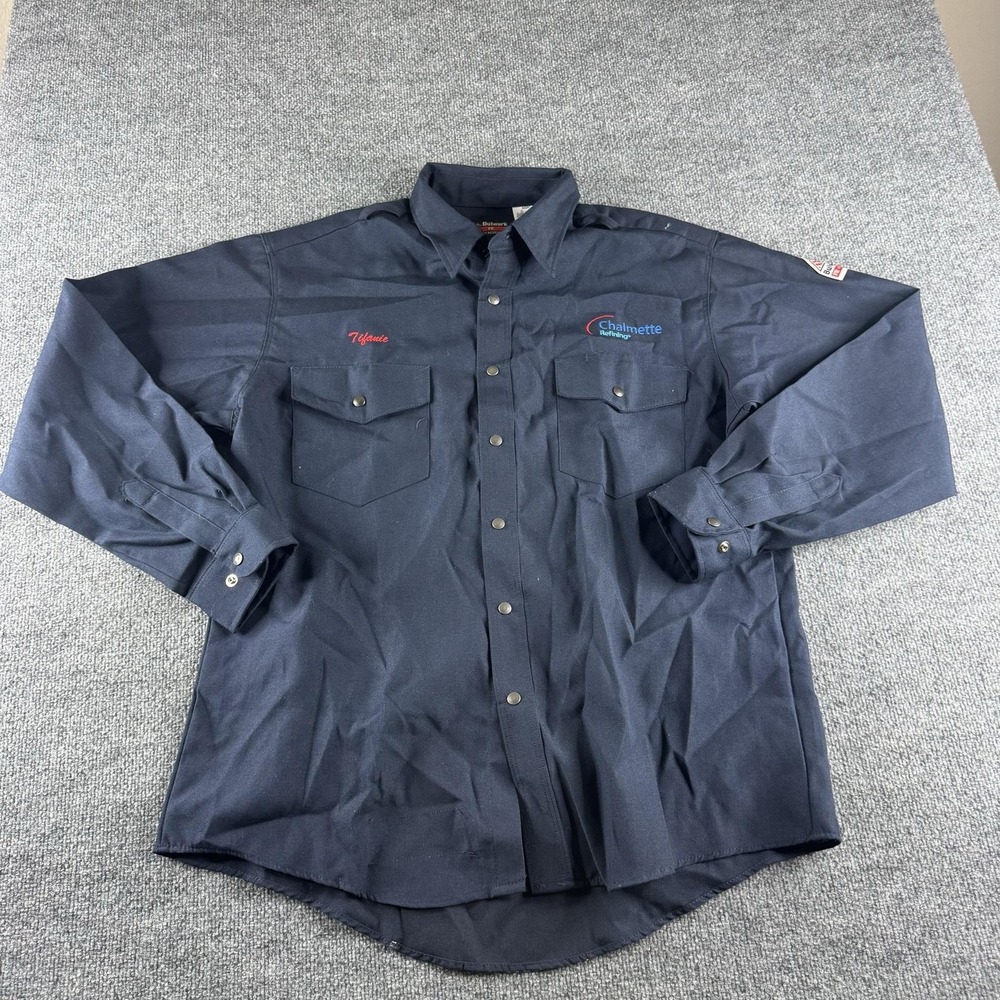 Bulwark FR Shirt Mens XL Blue Flame Resistant Long Sleeve Chalmette Refining